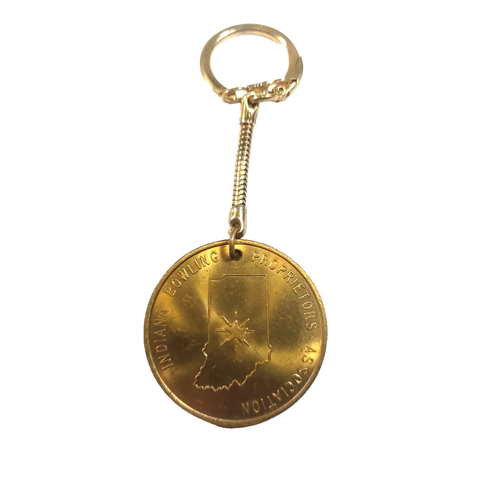 Indiana Bowling Proprietors Association Gold Tone Keychain 1972 - 1973 Honor...